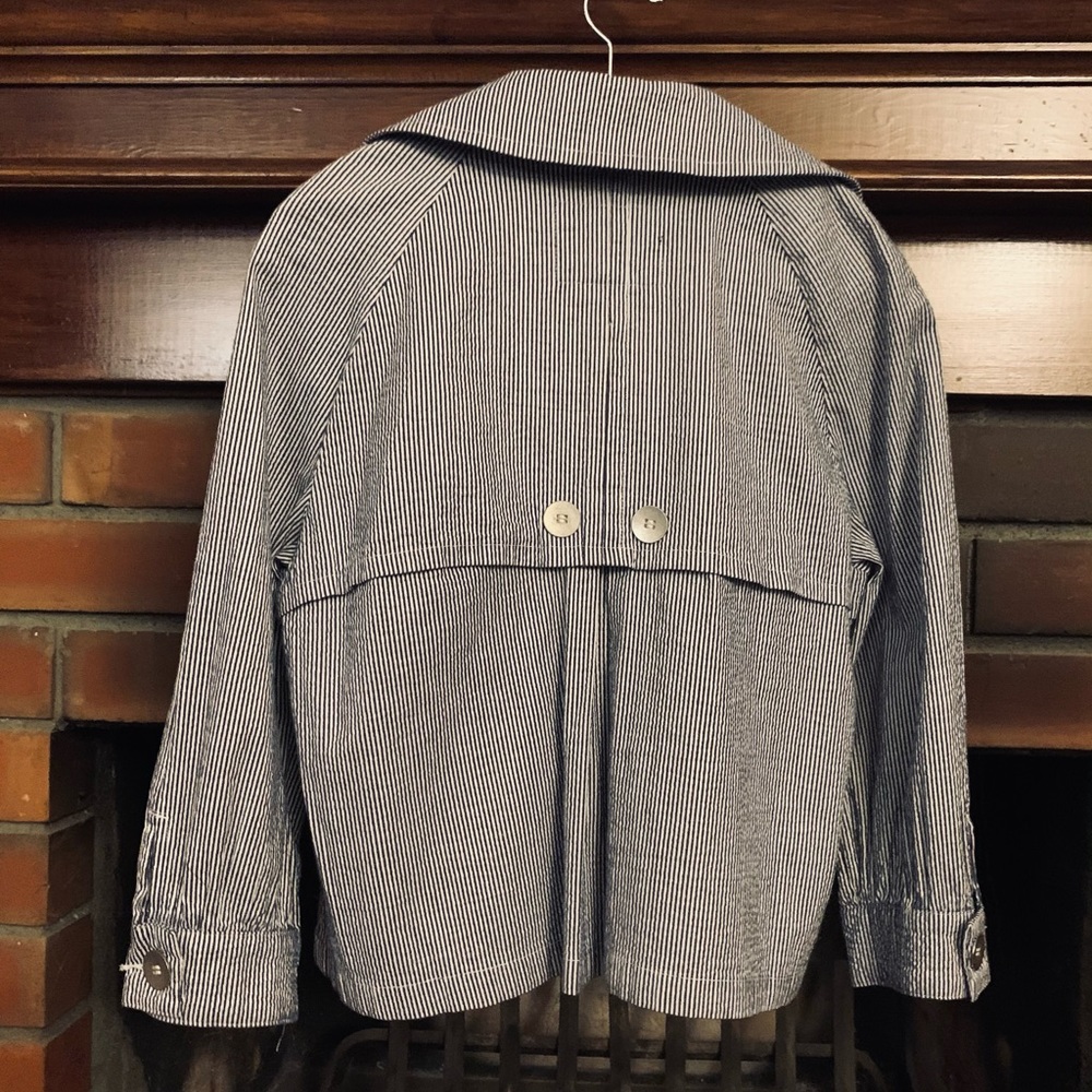 Live a Little Blue Seersucker Jacket sz L - Picture 10 of 16